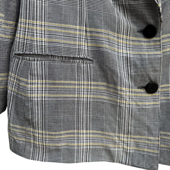 Leslie Fay Vintage 80s Womens Two Button Preppy Plaid Oversized Blazer Jacket 16 - Picture 3 of 10